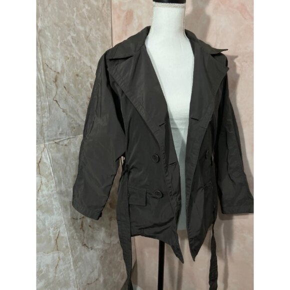 Add Down womens double breasted polyester overcoat size 4 green olive - Picture 2 of 9